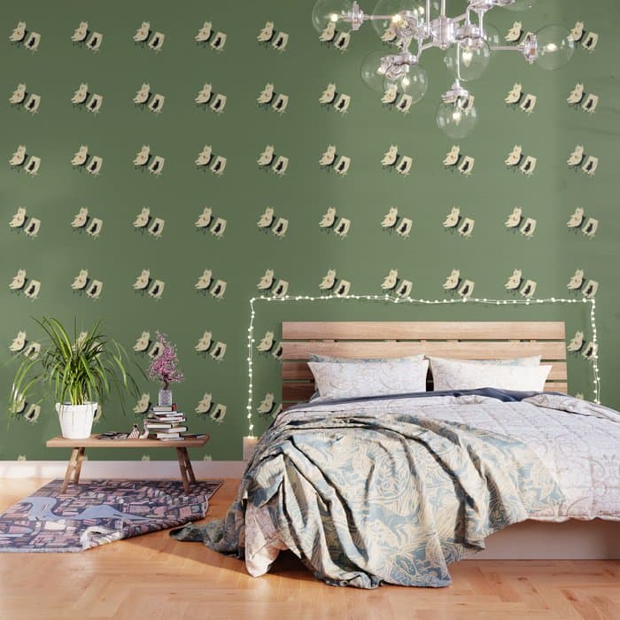 Happy go Lucky Cat 4r relax enjoy coffee on chair Wallpaper