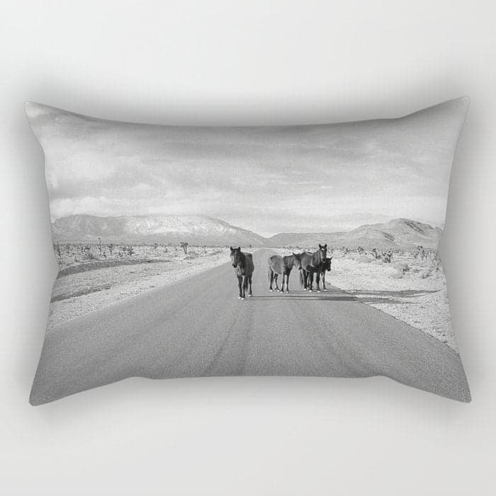 Spring Mountain Wild Horses Rectangular Pillow