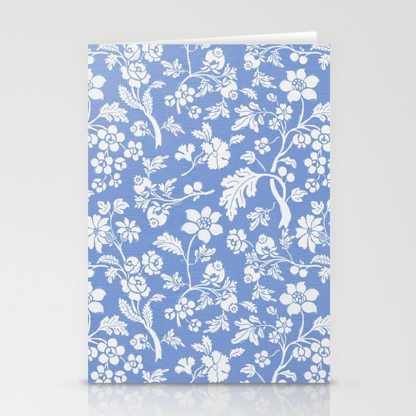 Vintage Style Chintz Florals On Blue Stationery Card