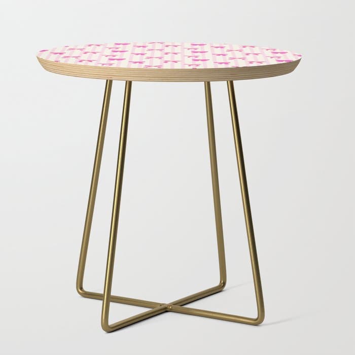 Classic Hot Pink Bows And Stripes Side Table