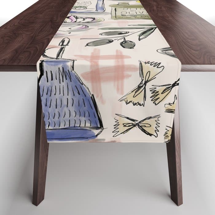 Cucina Italiana Food Recipe Table Runner