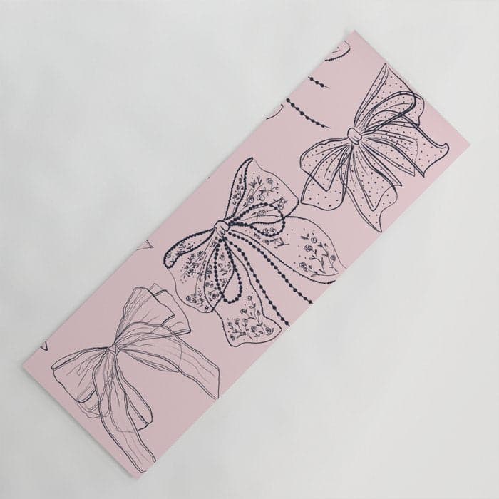 Romantic Lace Bows Pink Pattern Yoga Mat