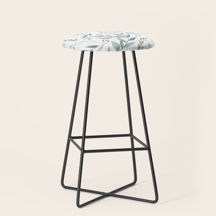 Botanical Eucalyptus Leaves Pattern Stool