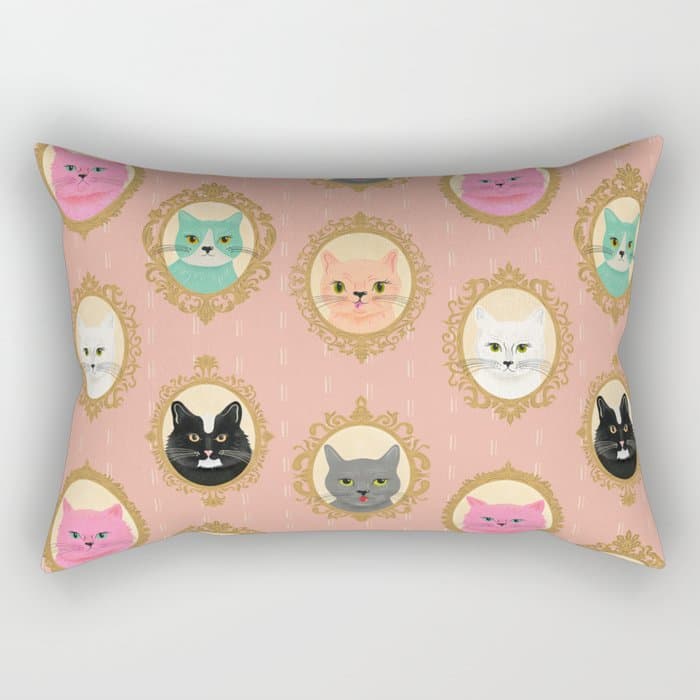 Cat Cameos - Cute Kitty Portraits Rectangular Pillow