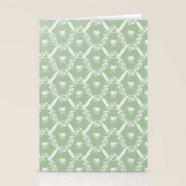 Vintage French Flower Green Stationery Card