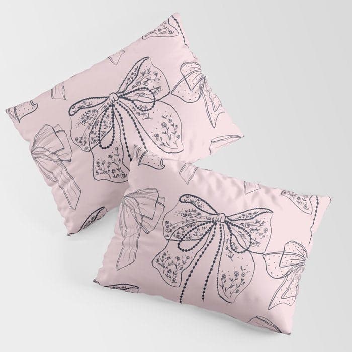 Romantic Lace Bows Pink Pattern Pillow Sham