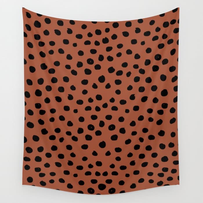 Leopard Print Rust Animal Print Brushstroke Polka Dots Dalmatian Cheetah Spots Boho Decor Minimal Wall Tapestry