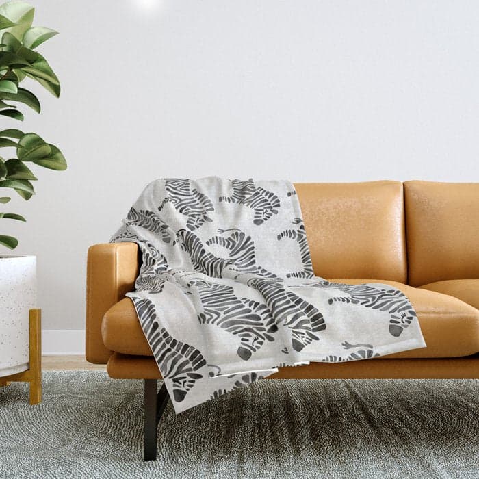 Zebras - Black & White Palette Throw Blanket