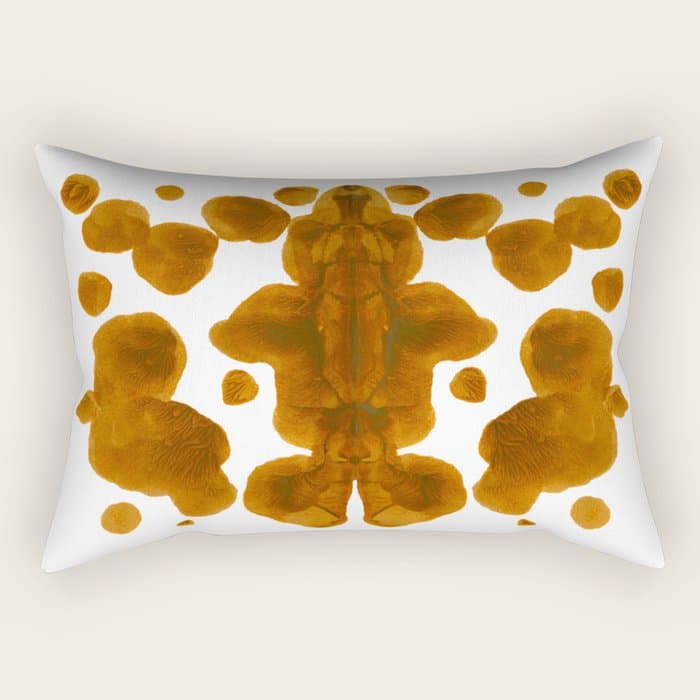 Brown Ocher Inkblot Pattern Rectangular Pillow