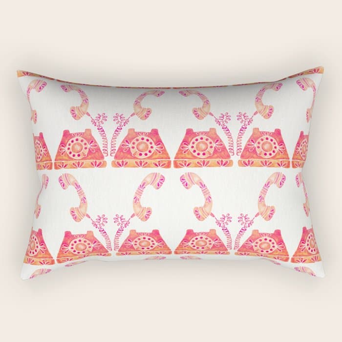 Vintage Rotary Phone - Peach Palette Rectangular Pillow
