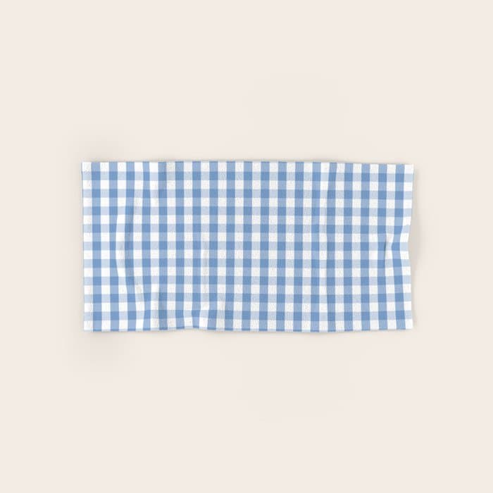 Classic Pale Blue Pastel Gingham Check Bath Towel