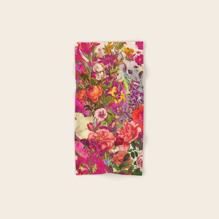Atomic Garden - Vibrant Flowers Bath Towel