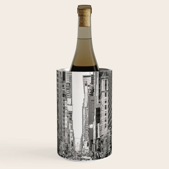 Sunset on 7th (Black and White Version) Wine Chiller