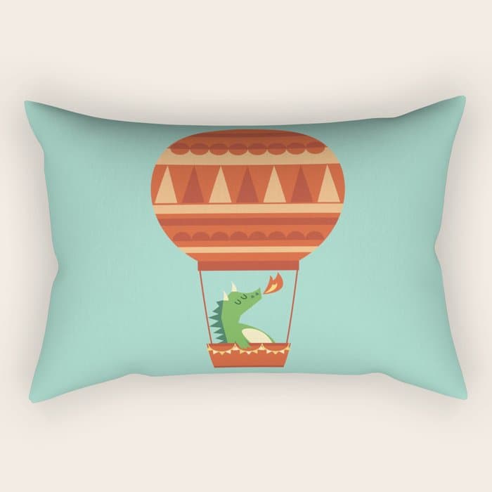 Dragon On Hot Air Balloon Rectangular Pillow