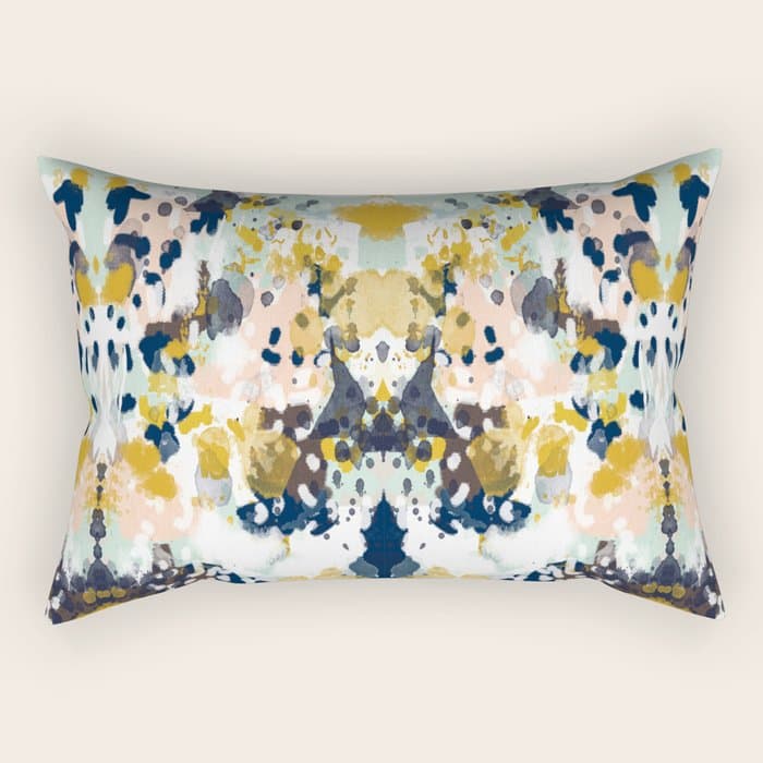 Sloane - Abstract painting in modern fresh colors navy, mint, blush, cream, white, and gold Rectangular Pillow