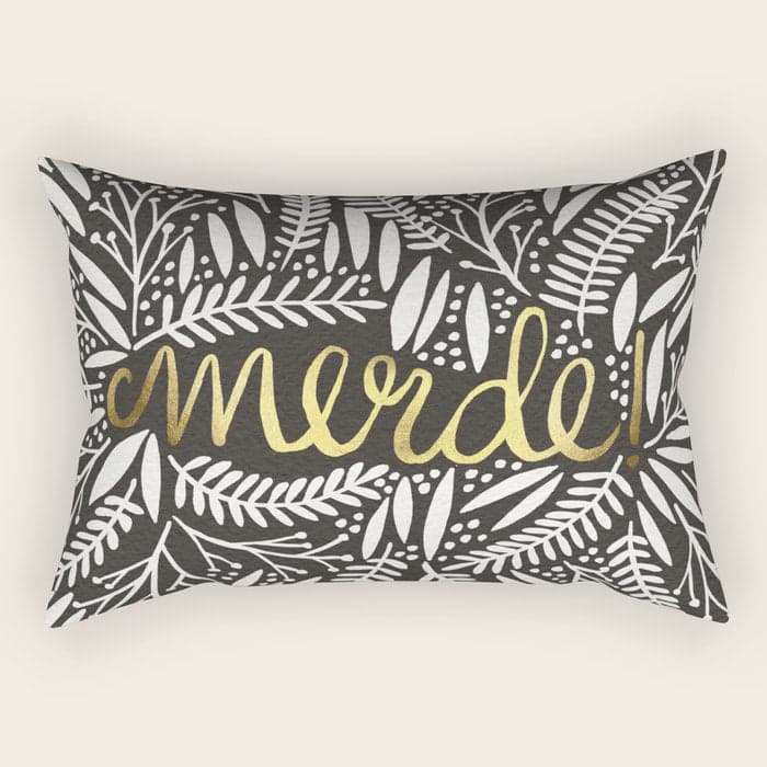 Pardon My French - Gold on Black Rectangular Pillow