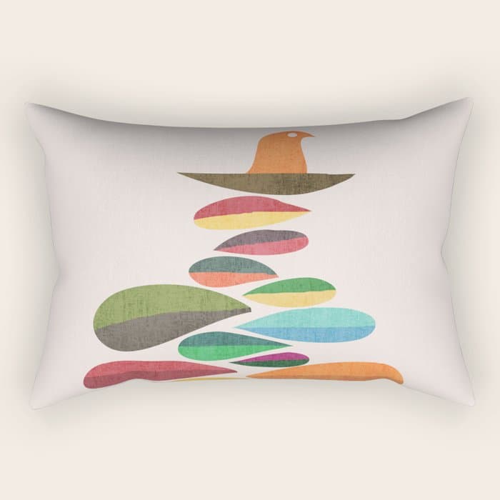 Bird nesting on top of pebbles hill Rectangular Pillow