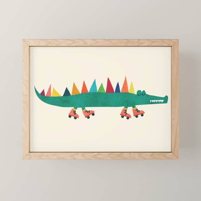 Crocodile on Roller Skates Mini Art Print