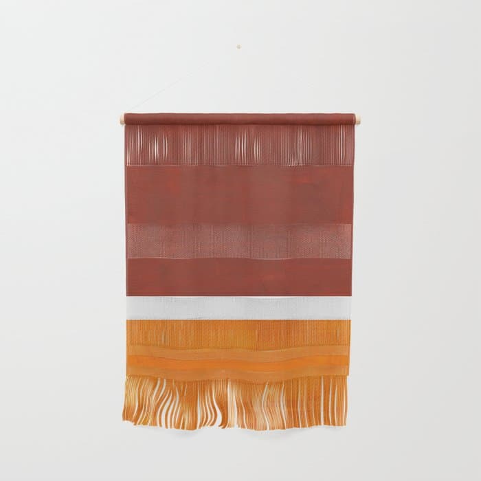 Burnt Sienna Yellow Ochre Rothko Minimalist Mid Century Abstract Color Field Squares Wall Hanging