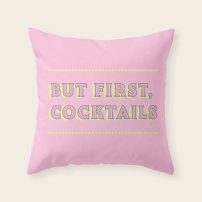Pastel Pink Party Cocktails Throw Pillow