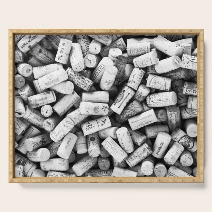 Something Nostalgic II Twist-off Wine Corks in Black And White #decor #HomeStorie #buyart Serving Tray