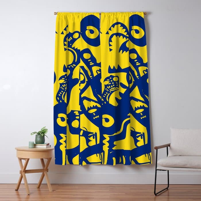 Blue Sweet Monsters in the Sun Street Art Graffiti Design Window Curtain