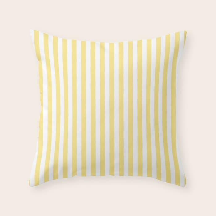 Modern geometrical baby yellow white stripes pattern Throw Pillow