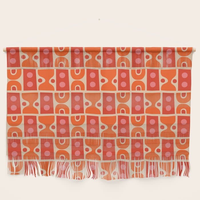 Mid Century Modern Abstract Pattern 721 Mid Mod Orange & Red Wall Hanging