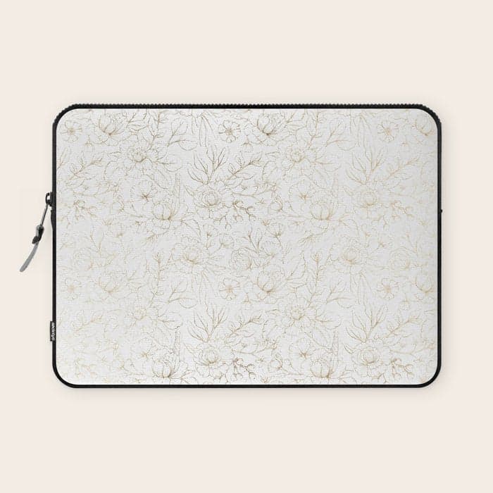 Elegant simple modern faux gold white floral Laptop Sleeve
