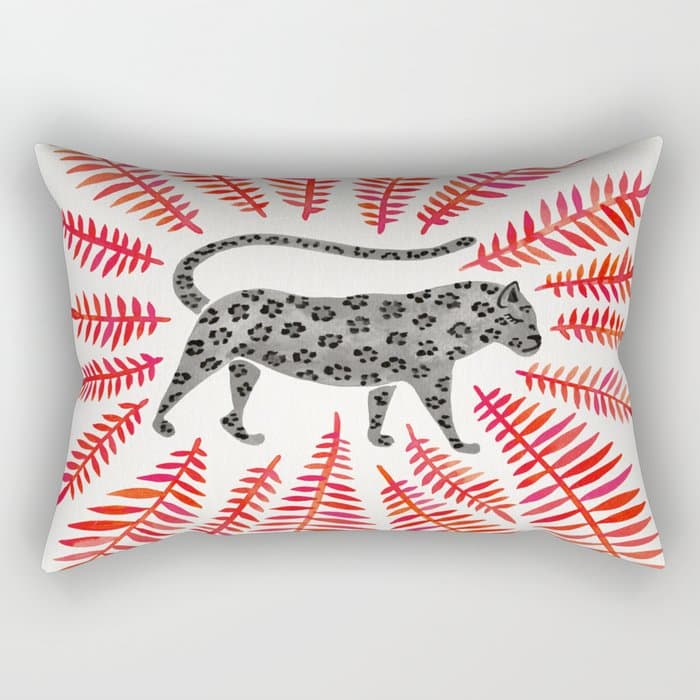 Black Jaguar - Red Leaf Palette Rectangular Pillow