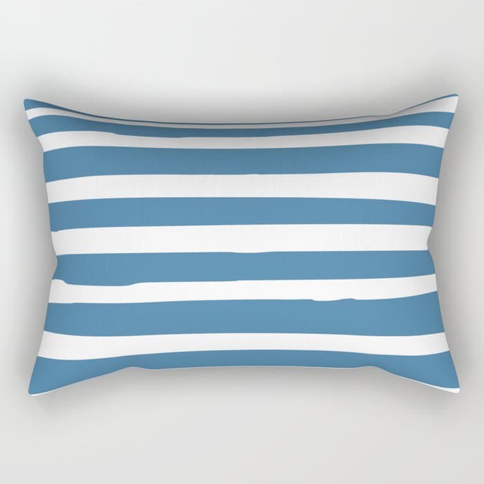 Ocean Stripes, Abstract, Blue and White, Striped Pattern Rectangular Pillow