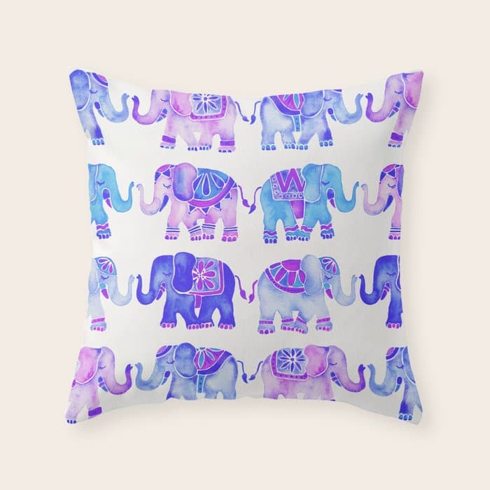 Elephant Collection - Indigo Palette Throw Pillow