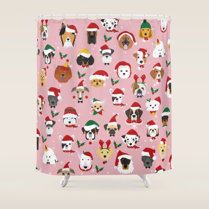 Christmas Dog Pattern Illustration Shower Curtain
