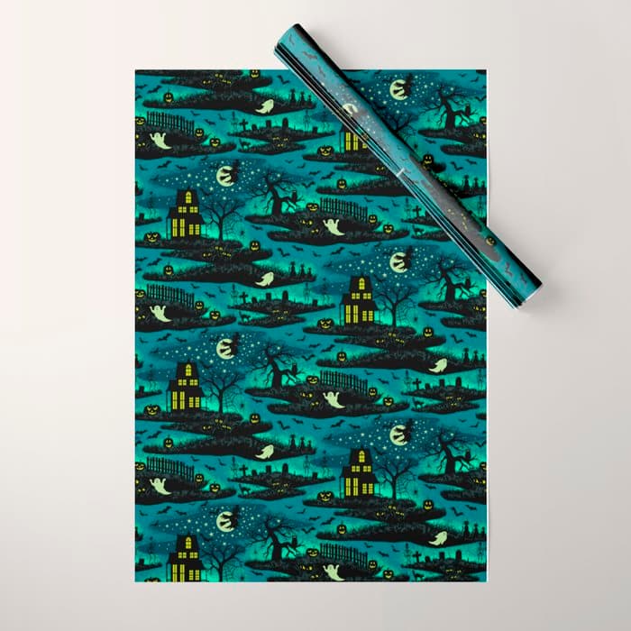 Halloween Night - Fox Fire Green Wrapping Paper