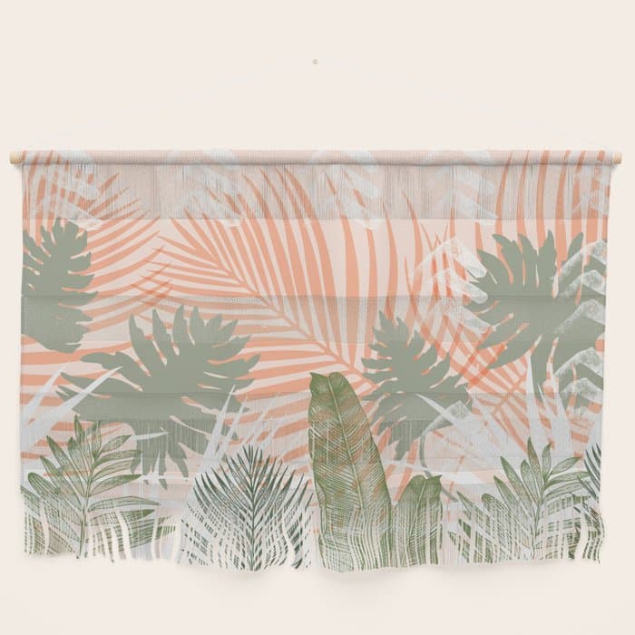 Abstract tropical plants pastel Wall Hanging
