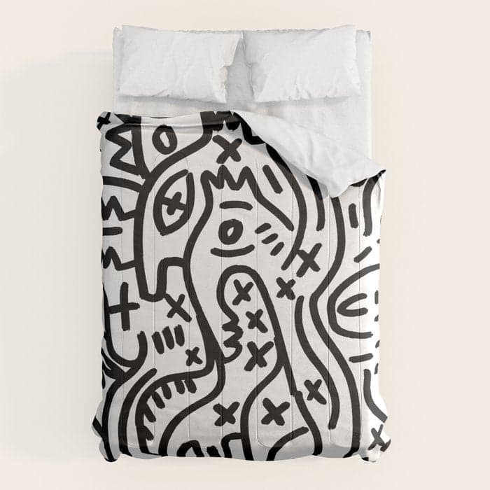 Graffiti Street Art Black and White Comforter