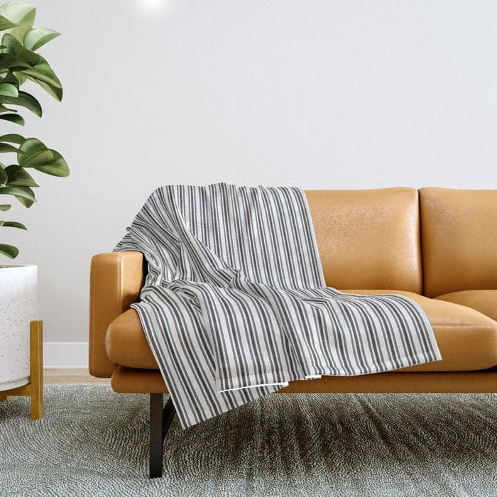 Trendy French Black and White Mattress Ticking Double Stripes Throw Blanket