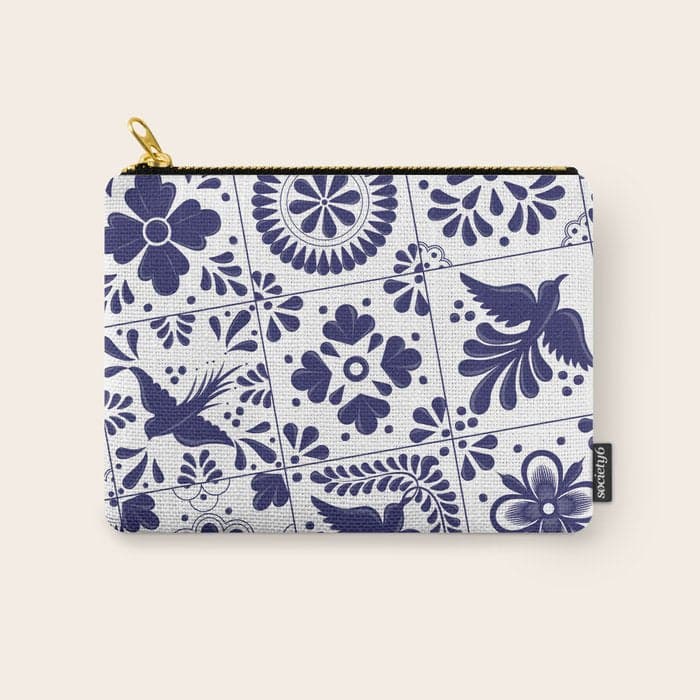 Mexican Talavera Blue Tiles Pattern by Akbaly Carry All Pouch
