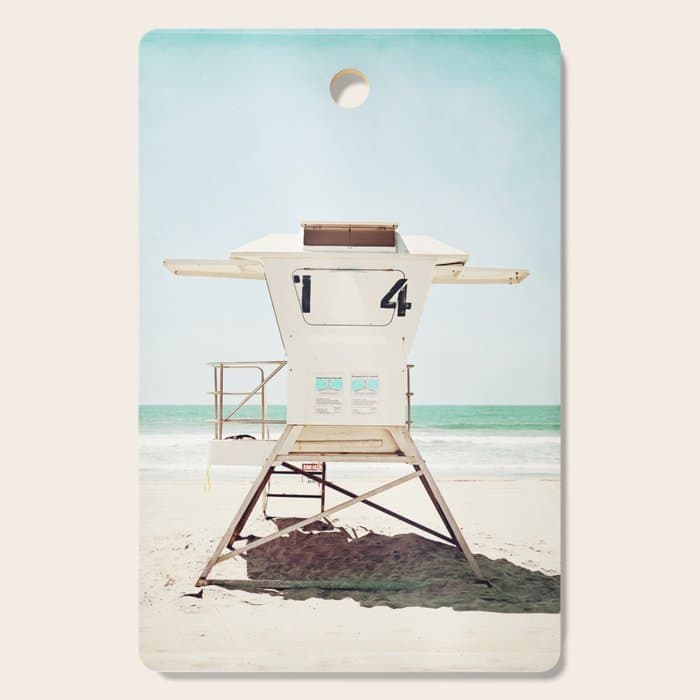 Lifeguard Stand, Beach Photography, San Diego California, Blue Aqua Seashore Ocean Summer Art Cutting Board