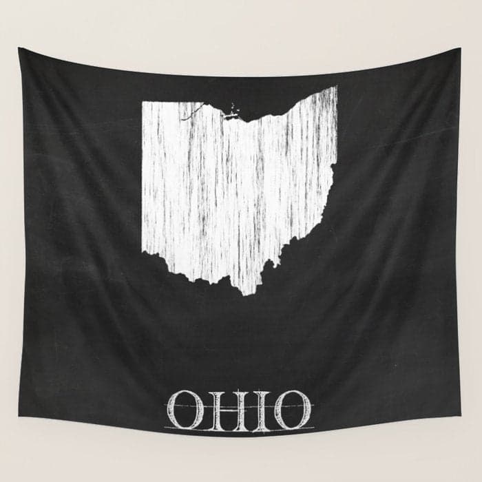 Ohio State Map Chalk Drawing Wall Tapestry