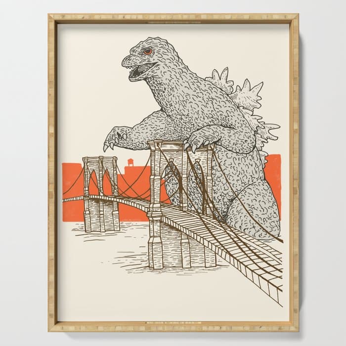 Godzilla vs. the Brooklyn Bridge Serving Tray