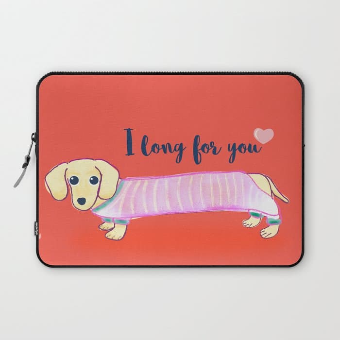 Valentine's Day dachshund dog Laptop Sleeve