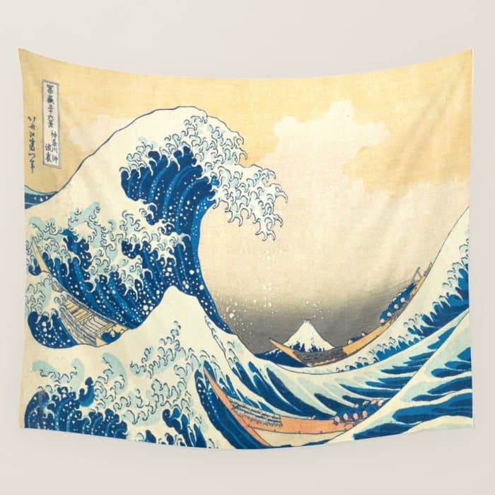 Japanese Woodblock Print The Great Wave of Kanagawa by Katsushika Hokusai Wall Tapestry