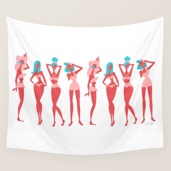 Beach Bombshells - Cyan & Coral Palette Wall Tapestry