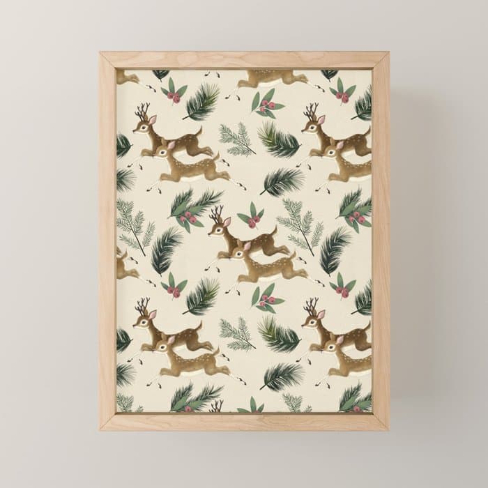 winter deer // repeat pattern Mini Art Print