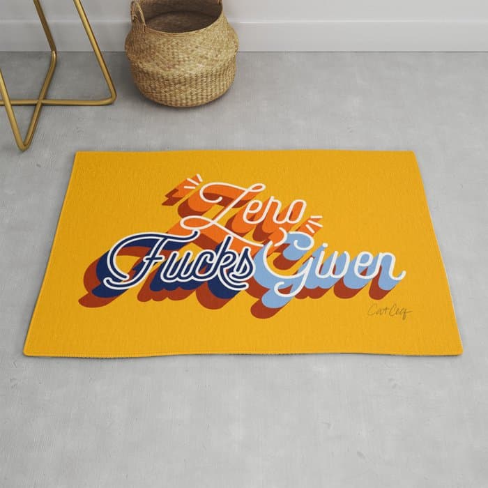 Zero F*cks Given - Yellow & Blue Palette Rug