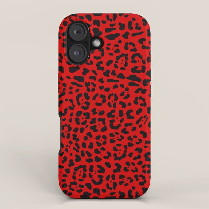Punk Rock Red Leopard Pattern iPhone Case