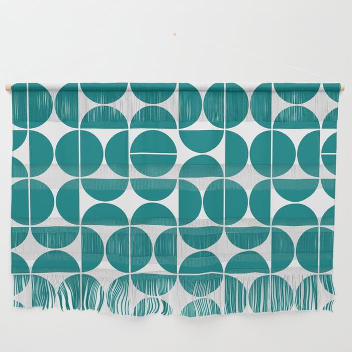 Mid Century Modern Geometric 04 Teal Wall Hanging