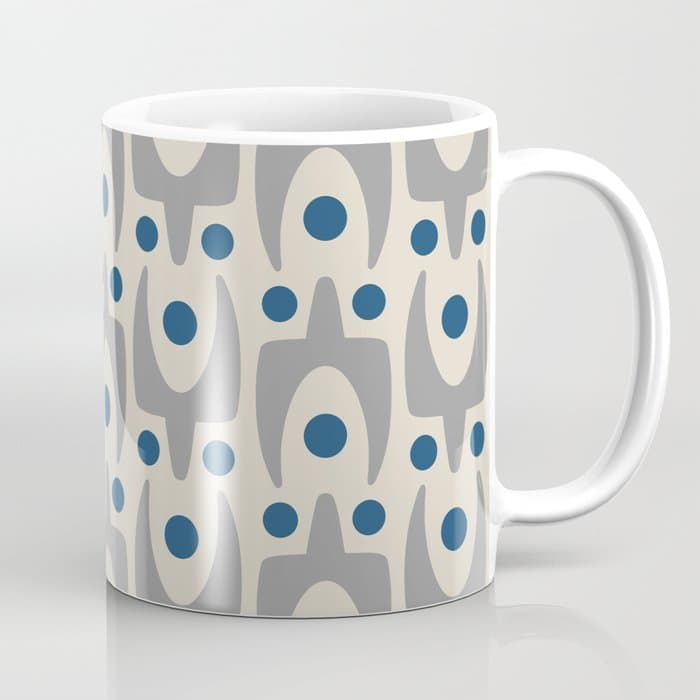 Mid Century Modern Abstract Pattern 149 Gray and Blue Coffee Mug