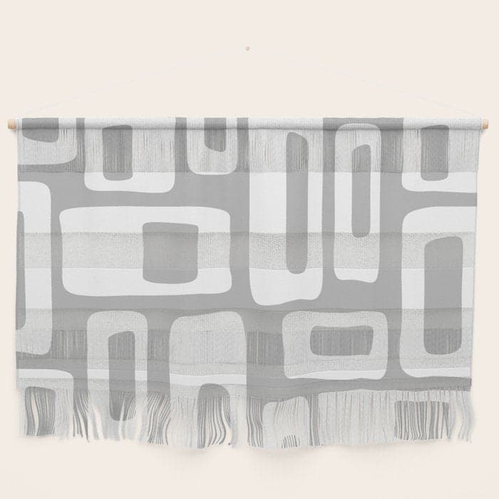 Retro Mid Century Modern Abstract Pattern 335 Mid Mod Winter Gray Wall Hanging